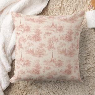 Romantic Pink French Toile Countryside Pattern (2) Cushion