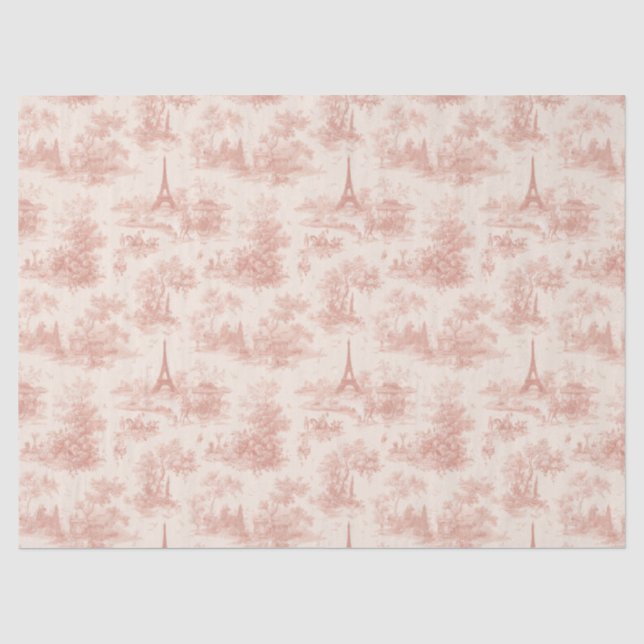 Romantic Pink French Toile Countryside Pattern (2) Tissue Paper (Front)