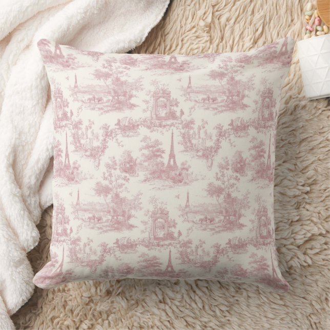 Romantic Pink French Toile Countryside Pattern (3) Cushion (Blanket)