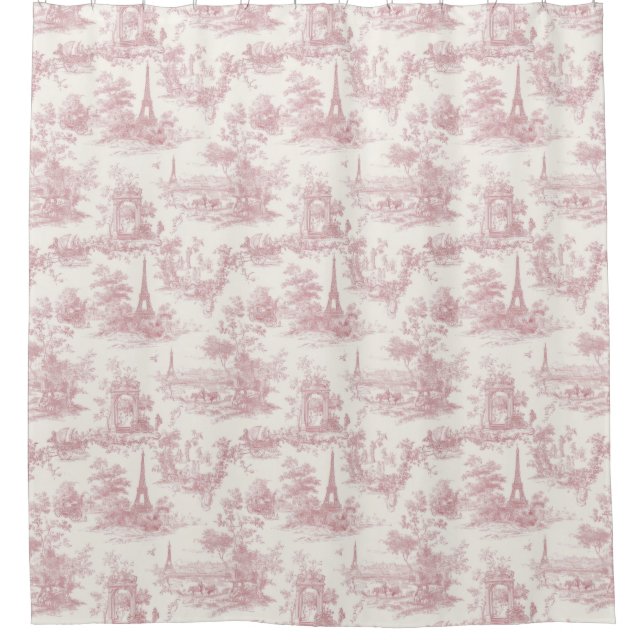 Romantic Pink French Toile Countryside Pattern (3) Shower Curtain (Front)