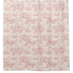 Romantic Pink French Toile Countryside Pattern (4) Shower Curtain