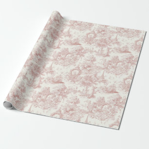 Romantic Pink French Toile Countryside Pattern (5) Wrapping Paper
