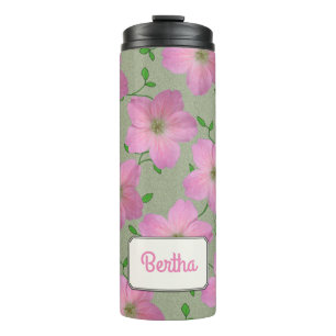 Romantic Pink Garden Flower Botanical any Name Thermal Tumbler