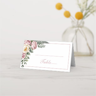 Romantic Pink Garden Peony & Rose Floral Wedding  Place Card