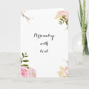 Romantic Pink Garden Watercolor Floral Card