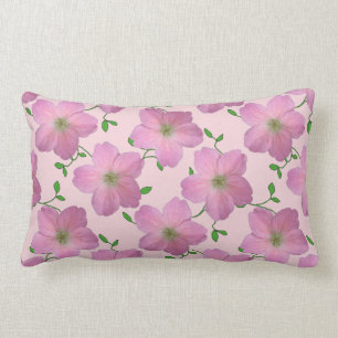 Romantic Pink Geranium Flower on any Colour Lumbar Cushion