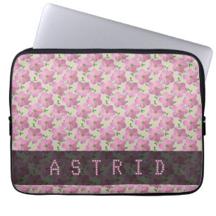 Romantic Pink Geranium Flowers any Text any Colour Laptop Sleeve