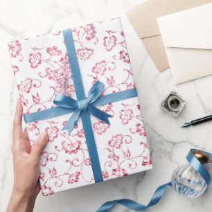 Romantic Pink Glitter Floral  Wrapping Paper