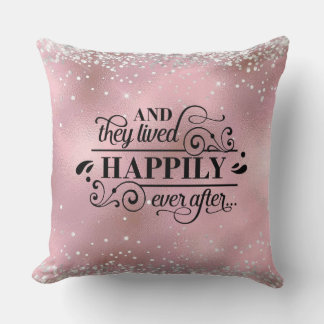 Romantic Pink Glitter Wedding Love Quote Cushion