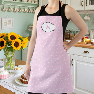 Romantic Pink Heart Apron with Initial