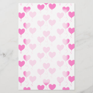 Romantic Pink Heart Balloons Pattern. Stationery