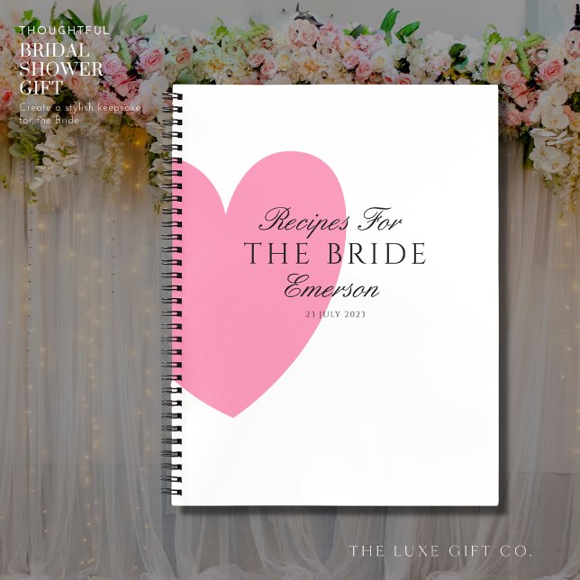 Romantic Pink Heart Bridal Shower Gift Recipe Book (Creator Uploaded)
