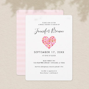 Romantic Pink Heart Bridal Shower Invitation