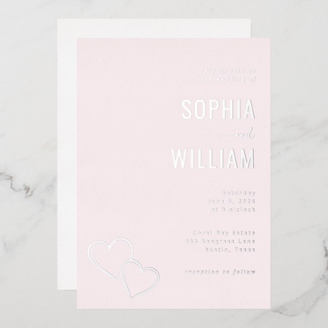 Romantic Pink Heart Invitations (Front/Back)