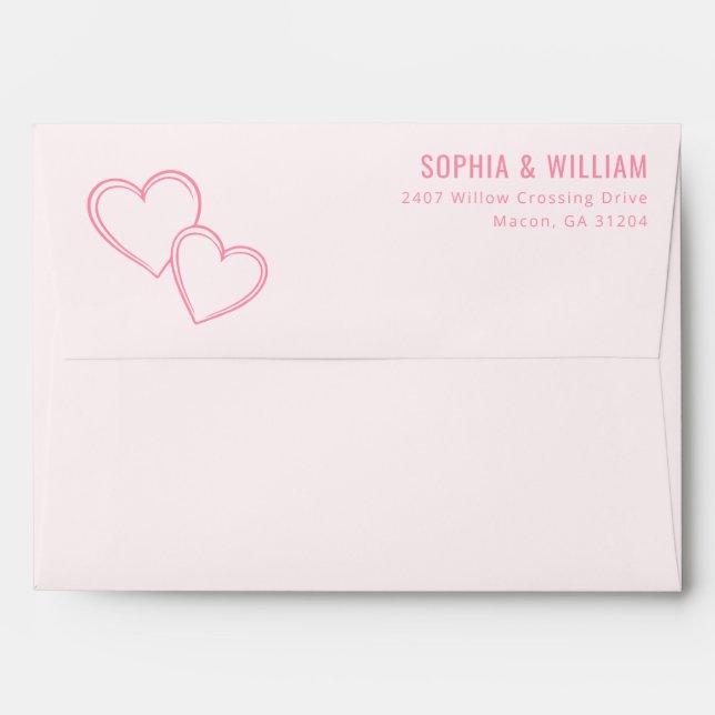 Romantic Pink Heart Motions Envelope (Back (Top Flap))