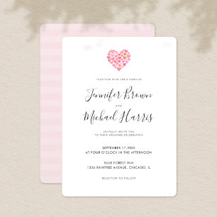 Romantic Pink Heart Wedding Invitation