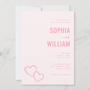 Romantic Pink Heart Wedding Invitations