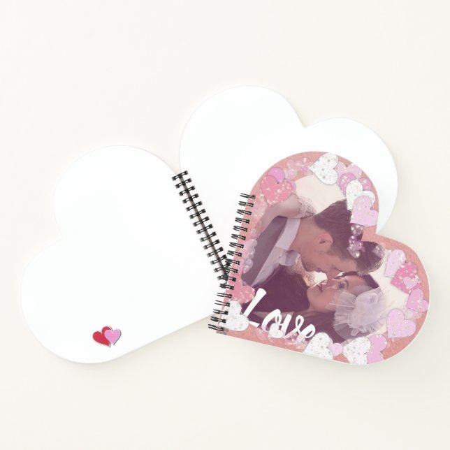 Romantic Pink Hearts Love Custom Photo Notebook (Inside)
