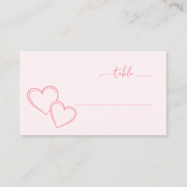 Romantic Pink Hearts Place Card (Front)