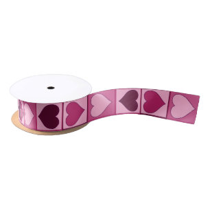 Romantic Pink Hearts Up and Down Satin Ribbon