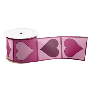 Romantic Pink Hearts Up and Down Satin Ribbon