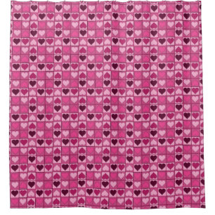Romantic Pink Hearts Up and Down Shower Curtain