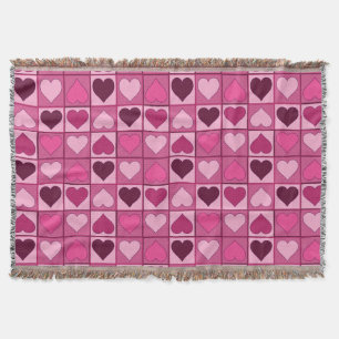 Romantic Pink Hearts Up and Down Throw Blanket