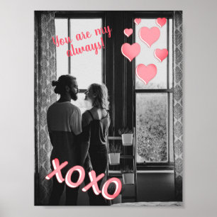 Romantic Pink Hearts XOXO Photo Valentine Poster