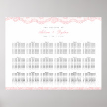 Romantic Pink Lace Wedding Seating Chart