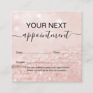 Romantic pink light effect glitter appointment ca card