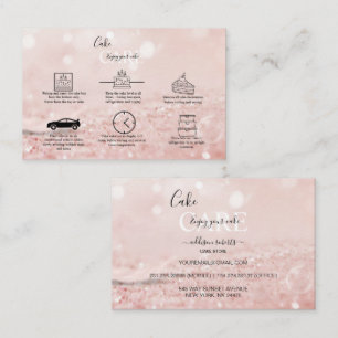 Romantic pink light effect glitter Cake Care Busi Business Card