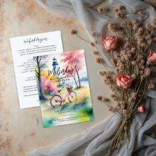 Romantic Pink Lighthouse Bachelorette Weekend Invitation