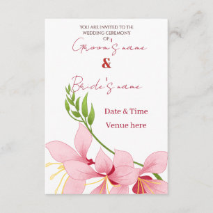 Romantic Pink Lily Floral Wedding Invitation