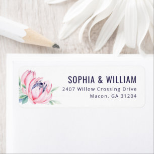 Romantic Pink Lotus Floral Return Address Label