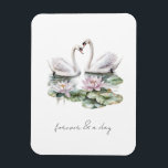 Romantic Pink Lotus Floral Swans Forever Love  Magnet<br><div class="desc">Romantic Pink Lotus Floral Swans forever love wedding</div>