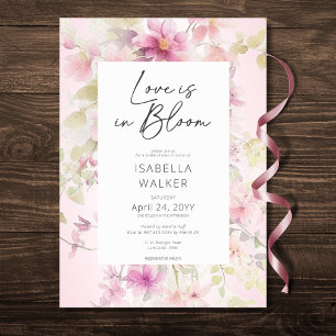 Romantic Pink Love In Bloom Floral Bridal Shower Invitation