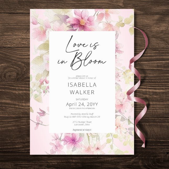 Romantic Pink Love In Bloom Floral Bridal Shower Invitation (Romantic Pink Love In Bloom Floral Bridal Shower Invitation)