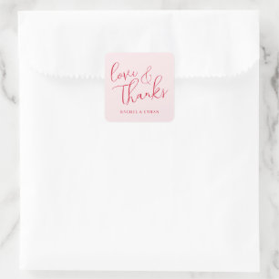 Romantic Pink Love Thanks Square Sticker