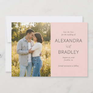 Romantic Pink Minimalist Photo Save The Date