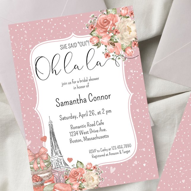 Romantic Pink Paris Theme Bridal Shower Invitation (Creator Uploaded)