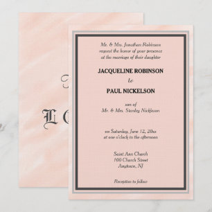 Romantic Pink Peach Grey Geometric Watercolor Invitation