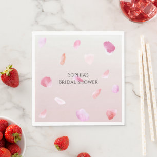 Romantic Pink Peach Rose Petals Bridal Shower Napkin