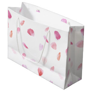 Romantic Pink Peach Rose Petals Floral Large Gift Bag
