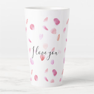 Romantic Pink Peach Rose Petals Floral Latte Mug