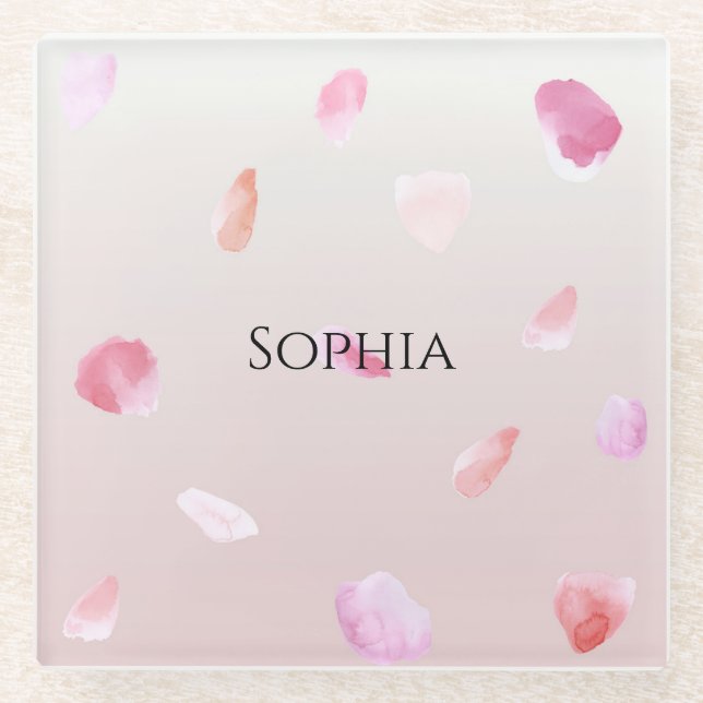 Romantic Pink Peach Rose Petals   Glass Coaster (Front)