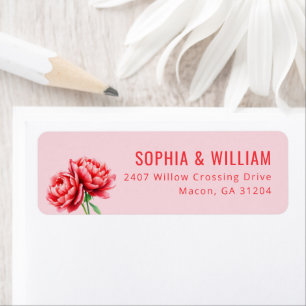 Romantic Pink Peonies Return Address Label