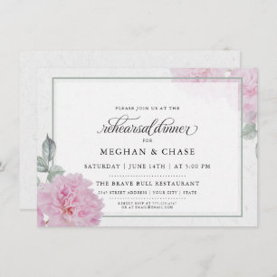 Romantic Pink Peonies Rice Paper BarefootBride™ Invitation