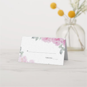 Romantic Pink Peonies Rice Paper BarefootBride™ Place Card
