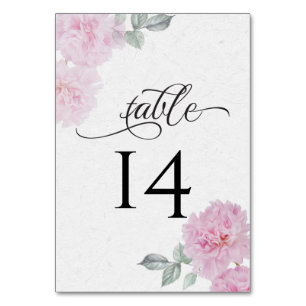 Romantic Pink Peonies Rice Paper BarefootBride™ Table Number
