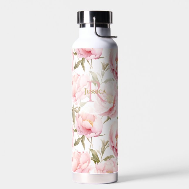 Romantic Pink Peony  Water Bottle (Left)